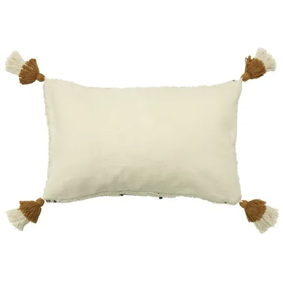 Rectangular Cushion with Tassels - Ochre, Cotton