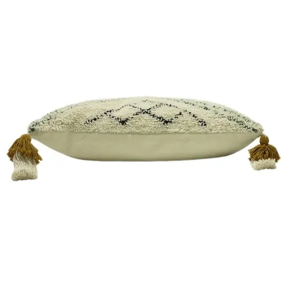 Rectangular Cushion with Tassels - Ochre, Cotton