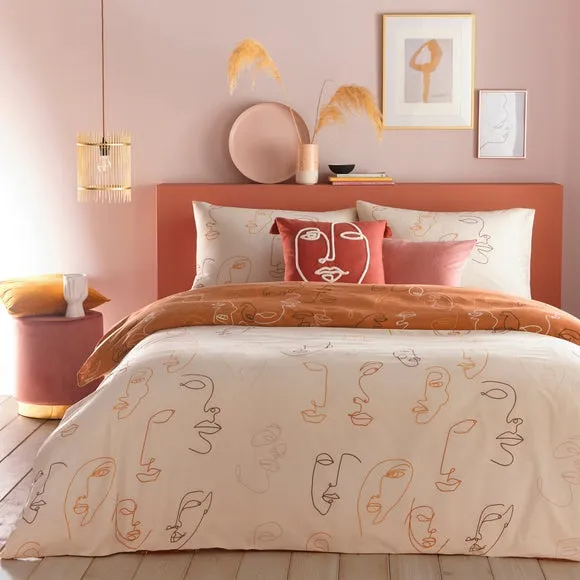 Reversible Duvet Cover Set - Apricot, Polycotton