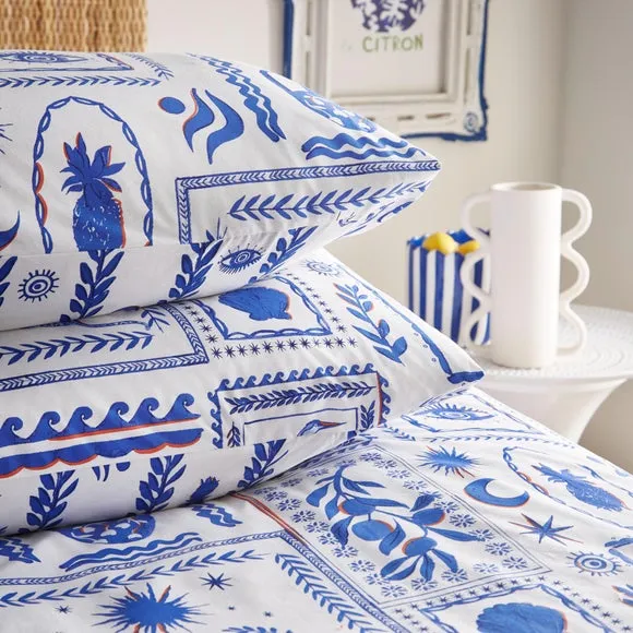 Reversible Duvet Cover Set - Blue