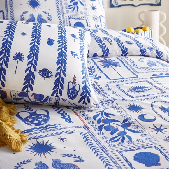 Reversible Duvet Cover Set - Blue