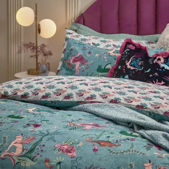 Reversible Duvet Cover Set - Blue, Cotton