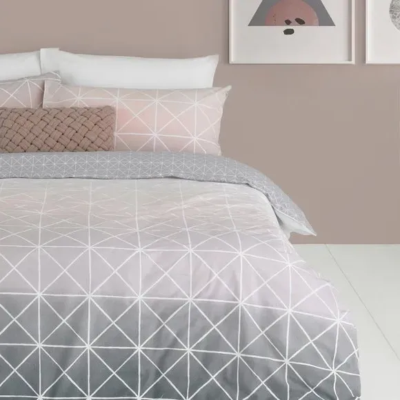Reversible Duvet Cover Set - Blush, Polycotton