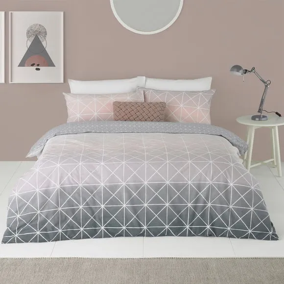 Reversible Duvet Cover Set - Blush, Polycotton