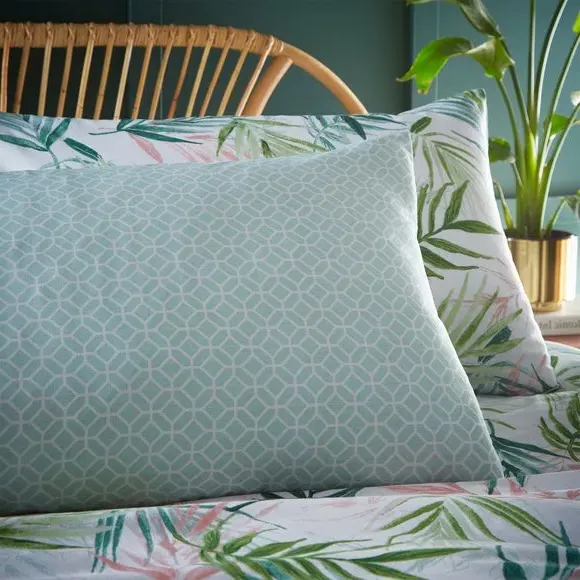 Reversible Duvet Cover Set - Dark Green, Cotton