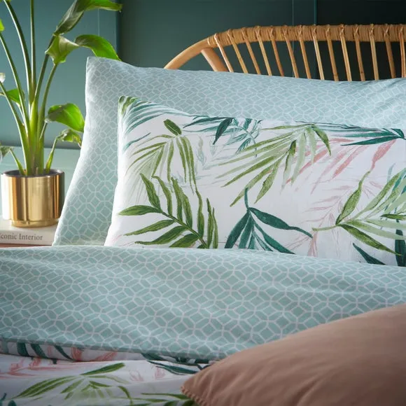 Reversible Duvet Cover Set - Dark Green, Cotton