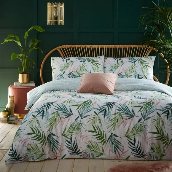 Reversible Duvet Cover Set - Dark Green, Cotton image