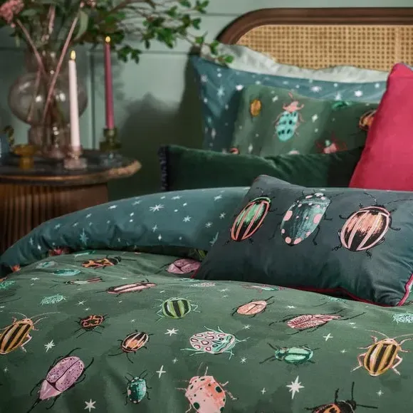 Reversible Duvet Cover Set - Emerald, Cotton