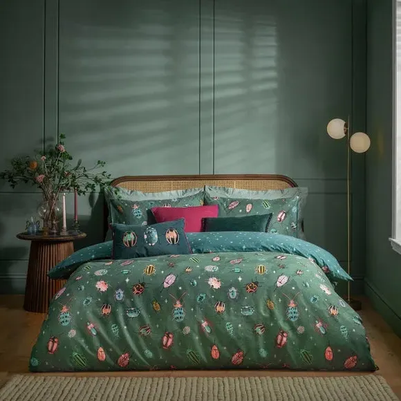 Reversible Duvet Cover Set - Emerald, Cotton image