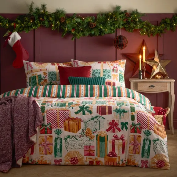 Reversible Duvet Cover Set - Green, Polycotton image