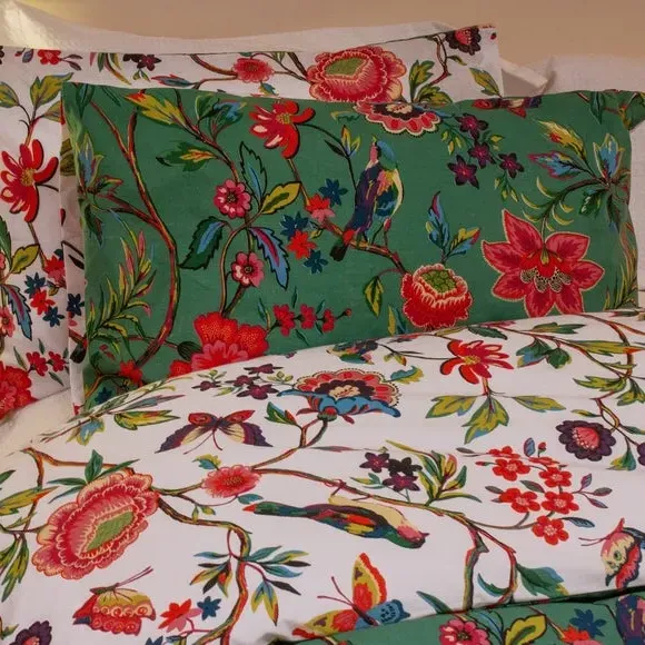 Reversible Duvet Cover Set - Green, Polycotton