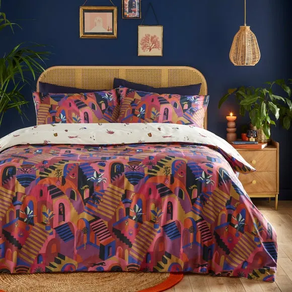 Reversible Duvet Cover Set - Magenta