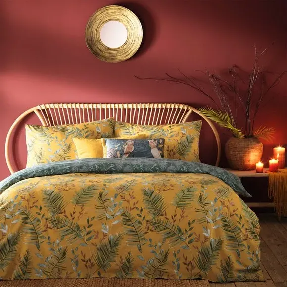 Reversible Duvet Cover Set - Mustard, Polycotton image