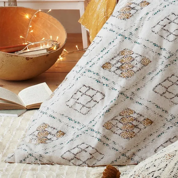 Reversible Duvet Cover Set - Ochre, Cotton