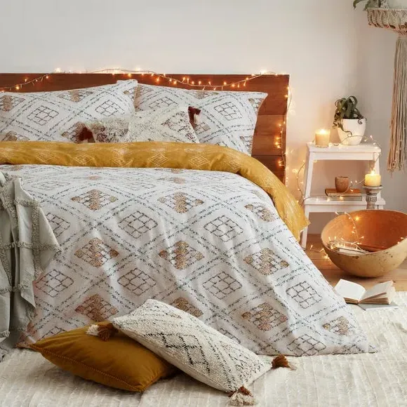 Reversible Duvet Cover Set - Ochre, Cotton image