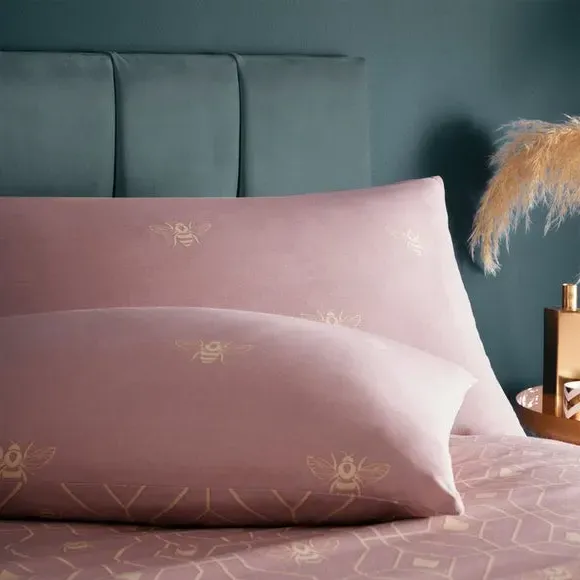 Reversible Duvet Cover Set - Pink, Polycotton