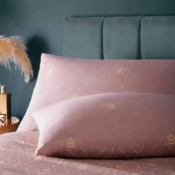 Reversible Duvet Cover Set - Pink, Polycotton