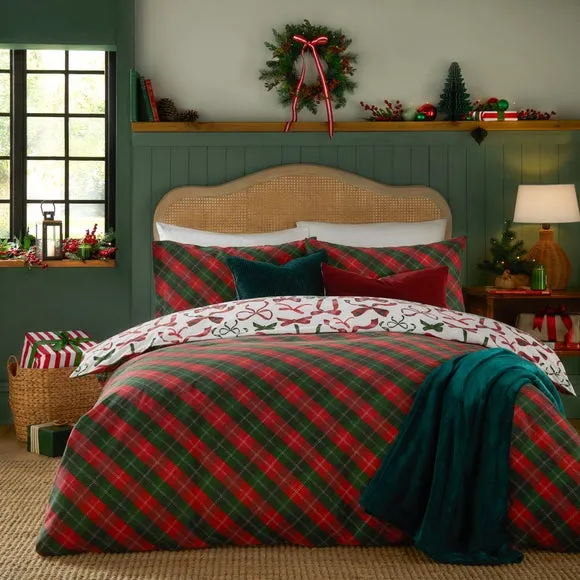 Reversible Duvet Cover Set - Red, Polycotton