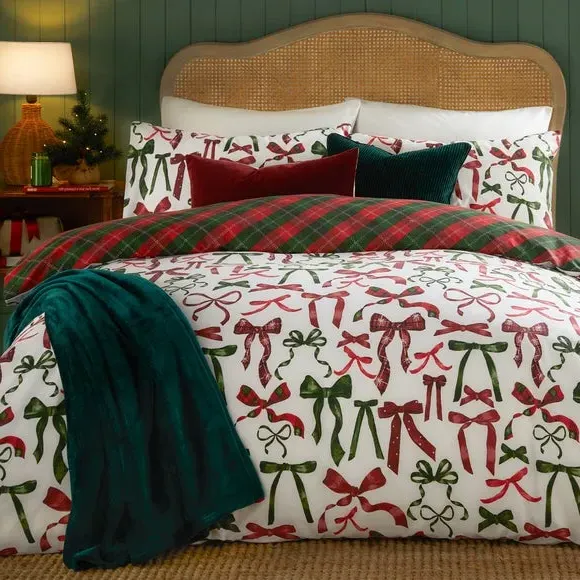 Reversible Duvet Cover Set - Red, Polycotton