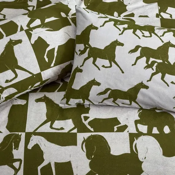Reversible Duvet Cover Set with Pillowcase - Olive