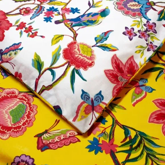 Reversible Duvet Cover Set - Yellow, Polycotton