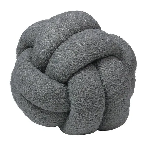Round Knot Cushion - Grey, Boucle image