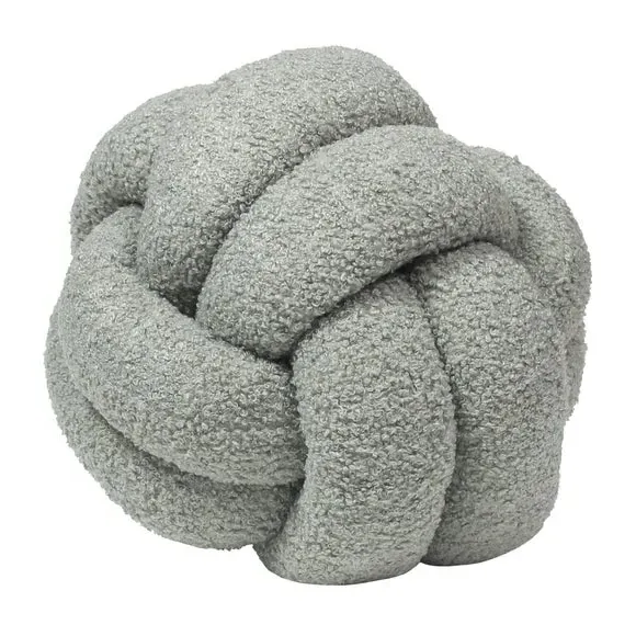 Round Knot Cushion - Silver, Boucle