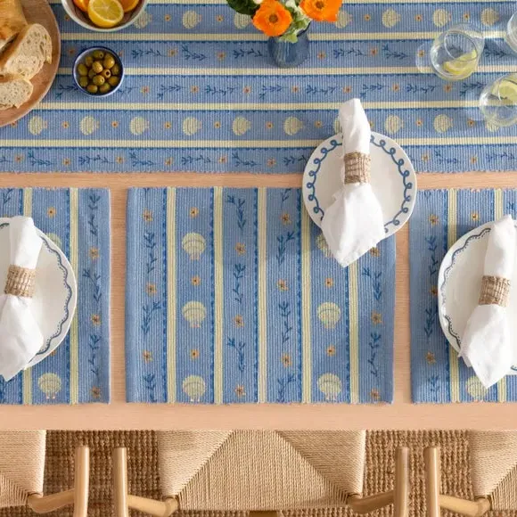 Sea Shells Table Runner - Blue, Polyester