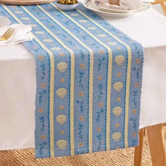 Sea Shells Table Runner - Blue, Polyester image