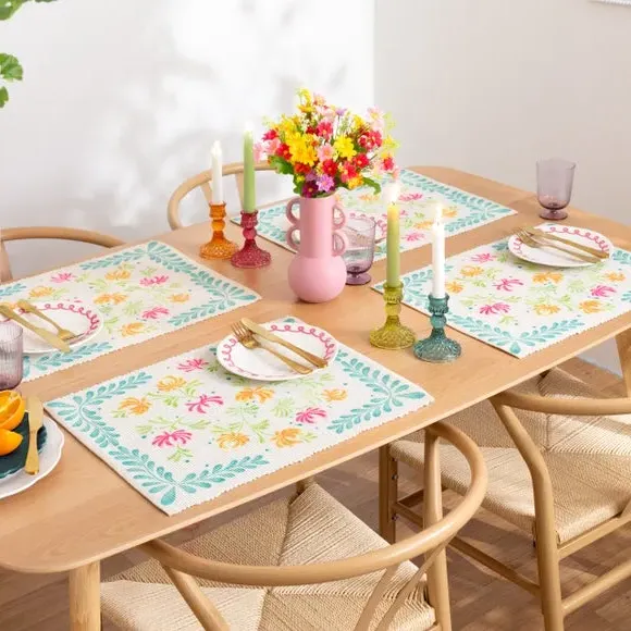 Set of 4 Placemats Floral Design - Multicolor image