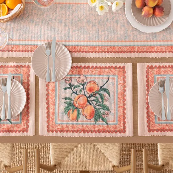 Set of 4 Placemats Peaches Design - Multicolor
