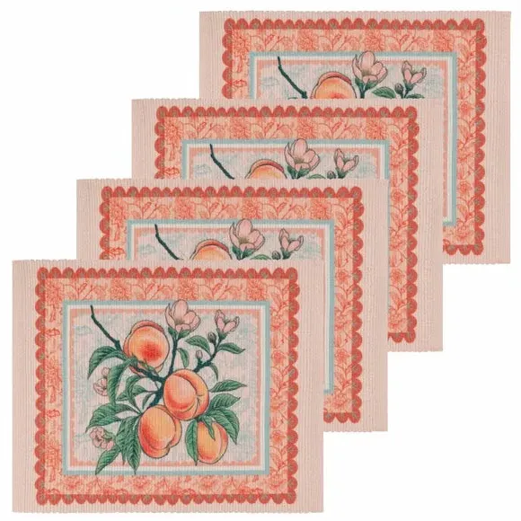 Set of 4 Placemats Peaches Design - Multicolor