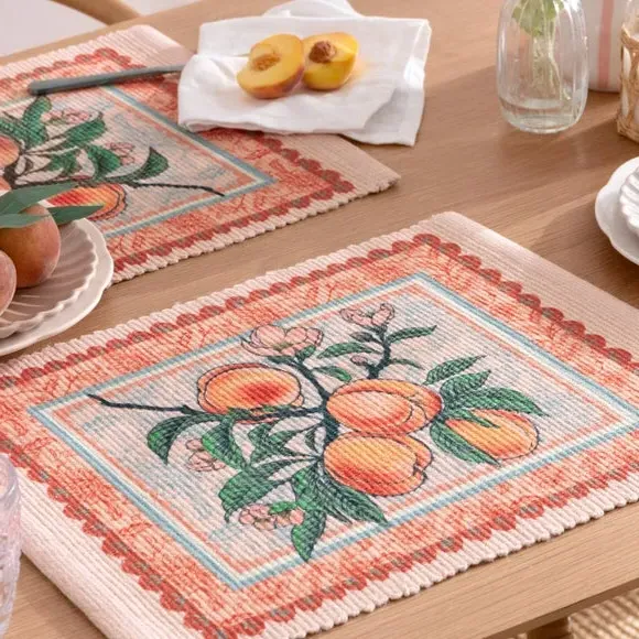 Set of 4 Placemats Peaches Design - Multicolor image