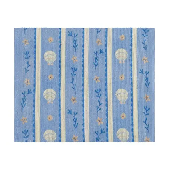 Set of 4 Placemats Sea Shell Design - Blue
