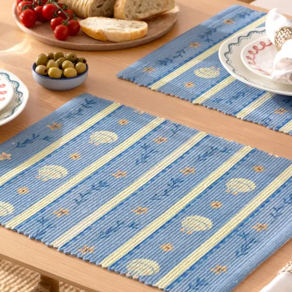 Set of 4 Placemats Sea Shell Design - Blue image