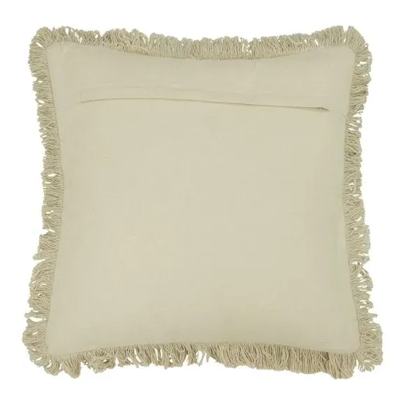 Sienna Cushion with Fringe - Natural, Cotton