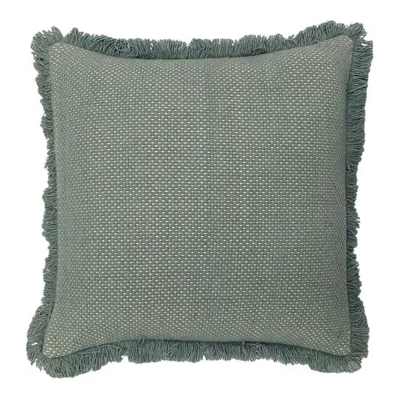Sienna Cushion with Fringe - Teal, Cotton