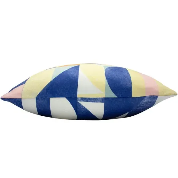 Square Cushion Art-Deco Design - Blue, Polyester