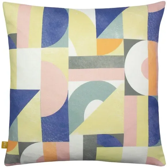 Square Cushion Art-Deco Design - Blue, Polyester image