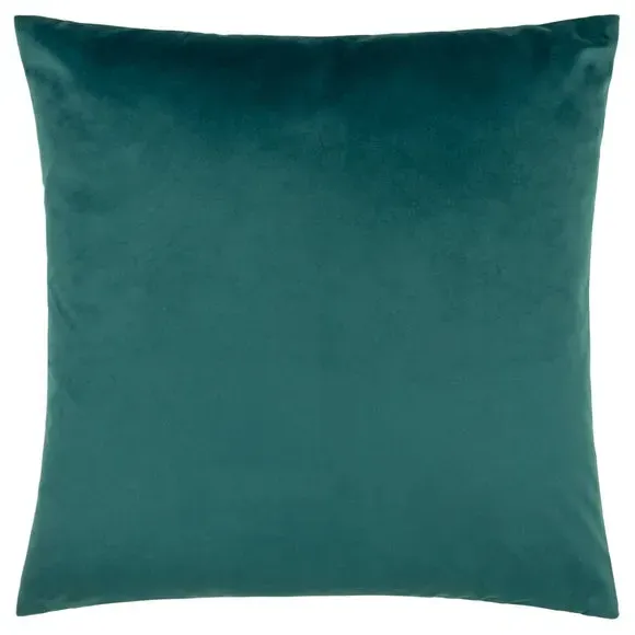 Square Cushion with Check Design - Green, Velvet