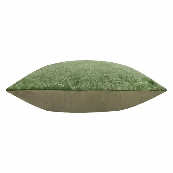 Square Cushion with Embroidery - Green, Velvet