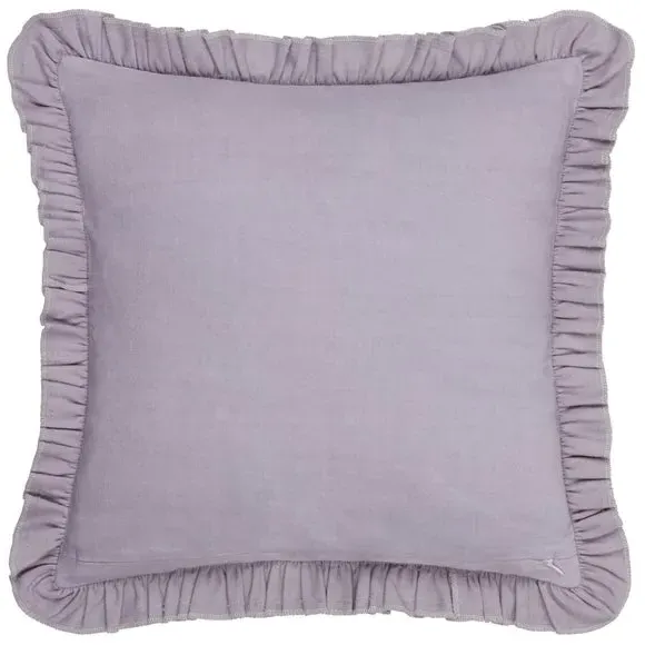 Square Cushion with Embroidery - Lilac, Cotton
