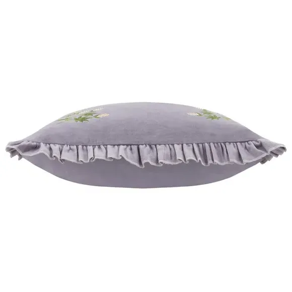 Square Cushion with Embroidery - Lilac, Cotton