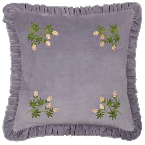 Square Cushion with Embroidery - Lilac, Cotton image