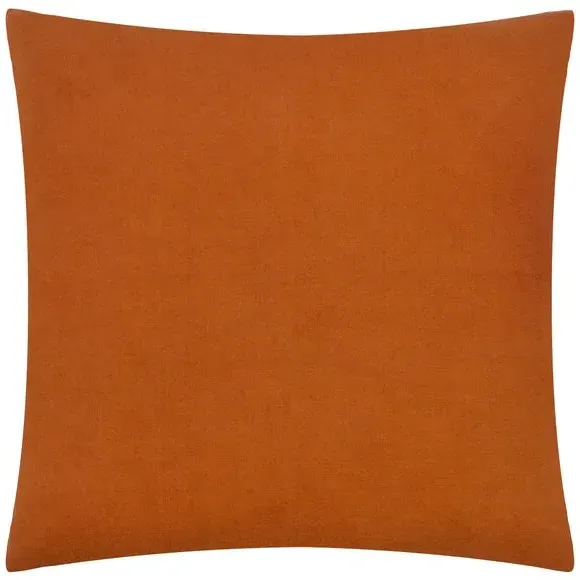 Square Cushion with Embroidery - Orange, Velvet