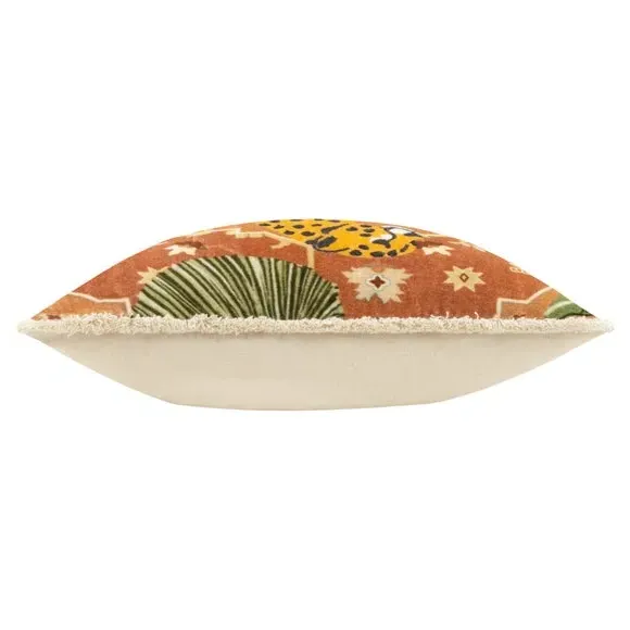 Square Cushion with Fringe - Terracotta, Velvet