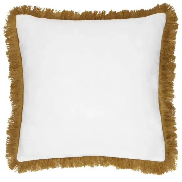Square Cushion with Fringe Trim - Gold, PET