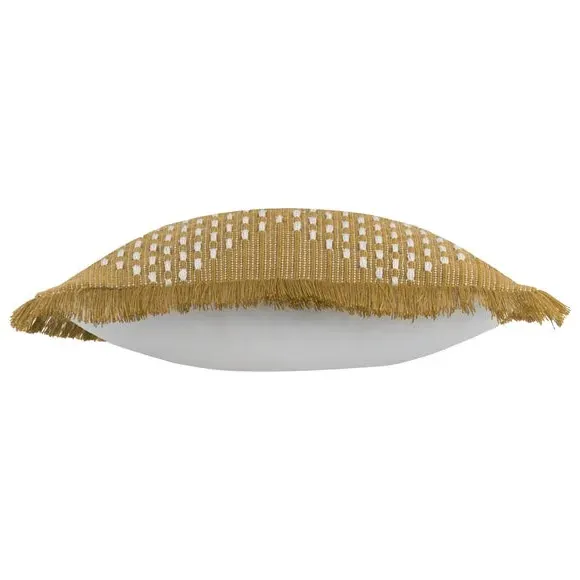 Square Cushion with Fringe Trim - Gold, PET