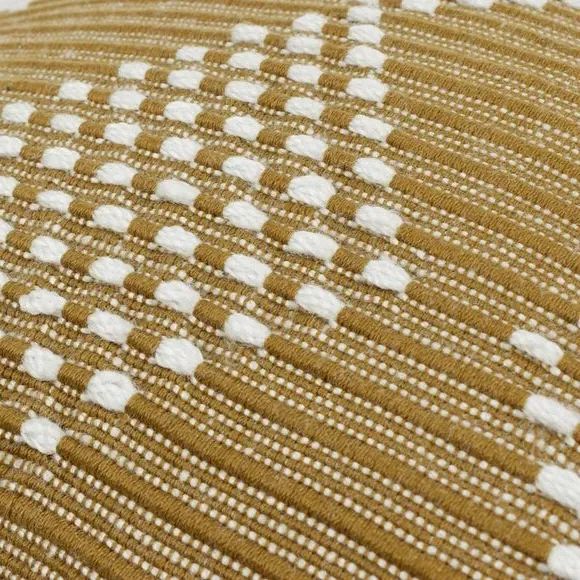 Square Cushion with Fringe Trim - Gold, PET