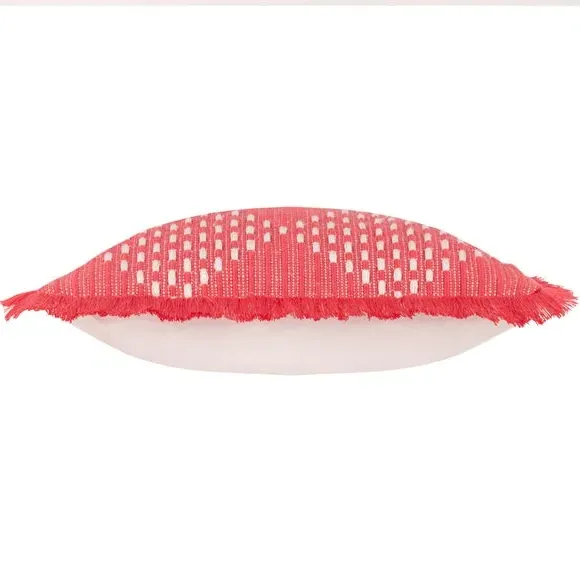 Square Cushion with Fringe Trim - Pink, PET